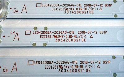 KIT DE LEDS ORIGINAL PARA TV WESTINGHOUSE 3 PIEZAS / NUMERO DE PARTE 30342008210E / LED42D08A-ZC26AG-01E / 42000M57 / PANEL V430DJ1-Q01 REV.C1 / DISPLAY CC430PV2D VER.03 / MODELOS WR43UX4019 / LT-43MAW605 - Imagen 3