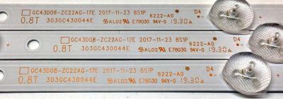 KIT DE LED'S PARA TV SAMSUNG (3 PIEZAS) / NUMERO DE PARTE 303GC430044E / GC43D08-ZC22AG-17E / GC430M12 / 344761000229000 / 70401-00099 / 6222-A0 / MODELO UN43N5300AFXZA - Imagen 5