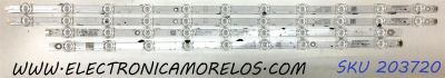 KIT DE LED´S PARA TV TOSHIBA (4 PIEZAS) / NUMERO DE PARTE LB-GM3030-GJVIZIO582X20VB00-L-J / LB-GM3030-GJVIZIO582X20VB00-R-J / E501286 / 58V585-L / 58V585-R / 210BZ09DLB334BR00X / 210BZ11DRB334BR00X / PANEL TPT580B5-U1T01.D / MODELO V585-H11