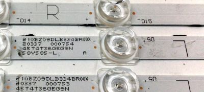 KIT DE LED´S PARA TV TOSHIBA (4 PIEZAS) / NUMERO DE PARTE LB-GM3030-GJVIZIO582X20VB00-L-J / LB-GM3030-GJVIZIO582X20VB00-R-J / E501286 / 58V585-L / 58V585-R / 210BZ09DLB334BR00X / 210BZ11DRB334BR00X / PANEL TPT580B5-U1T01.D / MODELO V585-H11 - Imagen 2