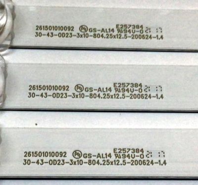 KIT DE LED´S PARA TV SAMSUNG (3 PIEZAS) / NUMERO DE PARTE 261501010092 / E257384 / 200624-1.4 / 00943Y / 2433B / PANEL CY-BT043HGAR1V / MODELO UN43TU7000FXZA AE10 / UN43TU700DFXZA AE10 - Imagen 2