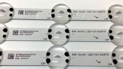 KIT DE LED'S PARA TV LG ((3 PIEZAS)) / NUMERO DE PARTE EAV65022401 / HL-99430CSP1616-0701S-03 B0 3X7 / LED-Y21-43UP75 / 43007S / DISPLAY HV430QUB-F7D / MODELOS 43UP7560AUD / 43UP7560AUD.BUSGLJM / 43UP75006LF / 43UP7500PSF / 43UP7500PSF.AWZGLJZ - Imagen 4