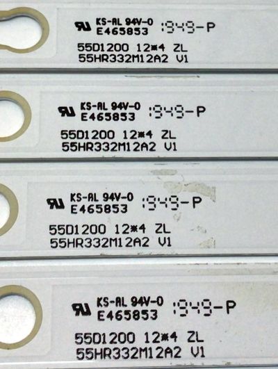 KIT DE LED'S PARA TV HITACHI ((4 PIEZAS)) / NUMERO DE PARTE 55HR332M12A2 / 55D1200 / 55D1200 12*4 / 55HR332M12A2 V1 / 4C-LB550T-HRE / D230-002PXD3055C01 / PANEL LVU550CSDX E0257 / MODELOS 55R82 / 55R83 - Imagen 3