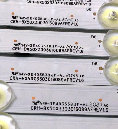 KIT DE LEDS PARA TV HITACHI ORIGINAL 8 PIEZAS / NUMERO DE PARTE CRH-BX50X3303016089AFREV1.6 / SVH500AD5 / JHD500X3U51-TA / JHD500X3U51-TAB1 / 2019112601 / PANEL JHD500X3U51-TA\S0\FJ\GM\MCKD-1\ROH / MODELOS 50R86 / 50H8G - Imagen 3