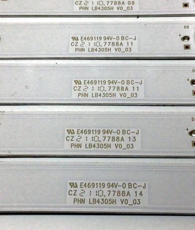 KIT DE LED´S PARA TV SONY (5 PIEZAS) / NUMERO DE PARTE LB4305H / LB4305H V0_03 / 4305H00003 / E469119 / 7788A / MODELO KD-43X80J - Imagen 4