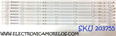 KIT DE LEDS ORIGINAL PARA TV LG 8 PIEZAS / NUMERO DE PARTE GC65D07-ZC46AG-04D / 303GC650048D / 2010093966 / 70401-01527 / 211221BB05 / 211221AB05 / GC650M19 / PANEL BOEI650WQ1QF7D / DISPLAY HV650QUB-F7D / MODELO 65UQ7570PUJ / 65UQ7570PUJ.CUSFBH