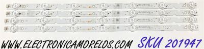 KIT DE LED'S PARA TV TCL (4 PIEZAS) / NUMERO DE PARTE 4C-LB5007-YH / YHE-4C-LB5007-YH03J / TCL-GIC-50D6-3030-4X7-LX20180417 / TCL-GC-50D6-3030-4X7-LX20180417 VER.3 / PANEL LVU500NDEL / V500DJ6-QE1 / MODELOS 50S421 / 50S423 TCAA