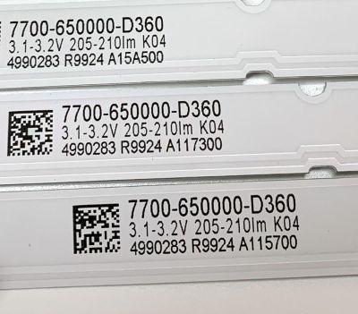 KIT DE LED'S PARA TV SKYWORTH (4 PIEZAS) / NUMERO DE PARTE AZ500034SE30 / RF-AZ500034SE30-0801 / 7700-650000-D360 / 4990283 / PANEL SDL500WY / MODELO 50Q20200 - Imagen 4