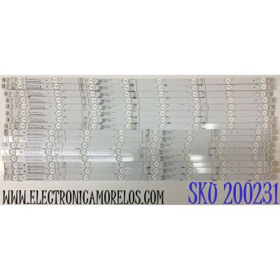 KIT DE LED'S PARA TV TOSHIBA (16 PIEZAS) / NUMERO DE PARTE SVH650AQ0-L / SVH650AQ0-R / 23974400 / 2021032201 / 2021032401 / CRH-BXK65Y3U733030T0816130 / CRH-BXK65Y3U733030T081613M / PANEL HD650Y3U73-TAL5KT\S0\GM\ROH / HV650QUB-E9D / MODELO 65M550KU