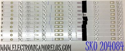 KIT DE LED'S PARA TV KALLEY (10 PIEZAS) / NUMERO DE PARTE 4C-LB550T-HRGC / 55HR332M05AD / 55A7000 / HBH-L1 / PANEL LVU550LGDX E0110 / MODELO K-LED55UHDSPK