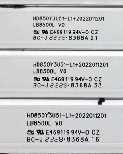 KIT DE LED'S PARA TV HISENSE ((INCOMPLETO SOLO 15 PIEZAS)) / NUMERO DE PARTE LB8500L / LB8500L V0 / HD850Y3U51-L1+2022011201 / PANEL HD850Y3U51-L1M1 / MODELOS 85A6H / 85A7H - Imagen 4