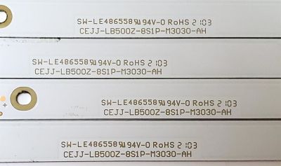 KIT DE LED'S PARA TV INSIGNIA ((4 PIEZAS)) / NUMERO DE PARTE LB500Z / CEJJ-LB500Z-8S1P-M3030-AH / 210BZ08D0B334BLC3K / SW-LE486558 / 211C4A00002X / PANEL TPT500B5 / MODELO NS-50DF710NA21 - Imagen 2