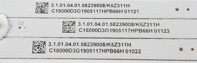 KIT DE LED'S PARA TV SEIKI ((3 PIEZAS)) / NUMERO DE PARTE ZN-385K07C-3 / C15000D3G1905117HPB66H / 58239008 / ZN-385K07C-3 90522 V2.1-0H / PANEL LC390TA1A / MODELOS SC-39HS950N / TE4019BP - Imagen 2