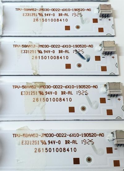 KIT DE LED'S PARA TV ONN ((10 PIEZAS)) / NUMERO DE PARTE TPV-58AA52-JM030-0D22-6X10-190520-A0 / 261501008410 / 210BZ06D0B336BR00N / 4501803L313Y / E331251 / PANEL TPT580F2-PU1L.Q REV:S01Q / MODELO 100005397 ((58 PULGADAS)) - Imagen 2