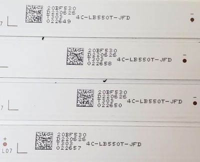 KIT DE LED'S PARA TV HKPRO ((4 PIEZAS)) / NUMERO DE PARTE JL.D550B1330-004AS-M_V02 / 4C-LB550T-JFD / YSL-L 94V-0 / PANEL ST5461D12-6 / MODELO HKP55RUHD1 - Imagen 4