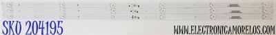 KIT DE LED'S PARA TV COBIA ((3 PIEZAS)) / NUMERO DE PARTE 6501L714000020 / 12-385C3X6-714X14-170724 / 8149010039007 / 23013901800020 / YF-J02N00F3HHGD-0001 / PANEL CN385CN0520 / MODELO CLEDTV3917SM