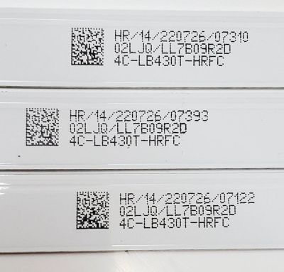 KIT DE LEDS ORIGINAL PARA TV HKPRO 3 PIEZAS / NUMERO DE PARTE 43HR332M08AC V1 / 4C-LB430T-HRFC / 43D2000 / 43D2000 8*3 / 43HR332M08AC / PANEL LVF430HKDX / DISPLAY PT430CT03-14 / MODELO HKP43R01 - Imagen 3