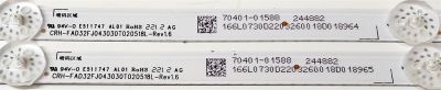KIT DE LED'S PARA TV VIZIO ((2 PIEZAS)) / NUMERO DE PARTE CRH-FAD32FJ043030T020518L / 244882 / 70401-01588 / 166L0730D22032600 18D0 / CRH-FAD32FJ043030T020518L-REV1.6 / E511747 / PANEL BOEI320WU1 / DISPLAY HV320WHB-F56 / MODELO D32H-J04 - Imagen 2