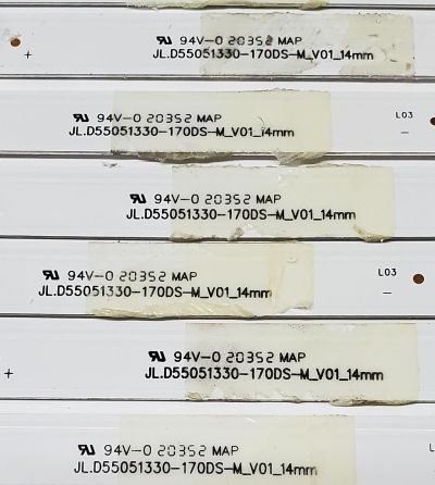 KIT DE LED'S PARA TV POLAROID ((10 PIEZAS)) / NUMERO DE PARTE JL.D55051330-170DS-M_V01_14MM / N200826 / 203-011-0102H / 18BF532 / PANEL LSC550FN11-201 / MODELO 55T7U - Imagen 2