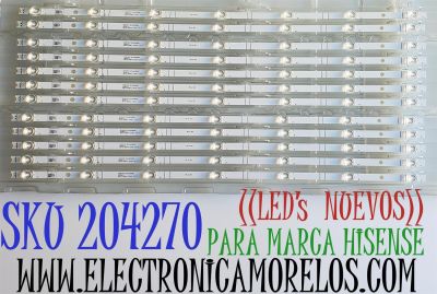 KIT DE LED'S ((NUEVOS)) PARA TV HISENSE ((12 PIEZAS)) / NUMERO DE PARTE LB7502J V1 / HD750Y1U72-T0LG+2023012901 / 1310084S00 / PANEL HD750Y1U72-T0L2 / MODELO 75A65K