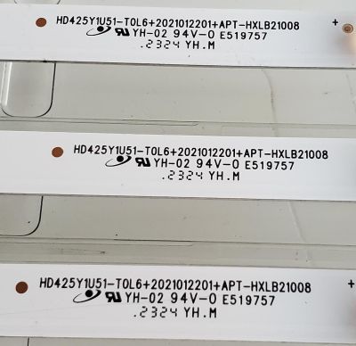 KIT DE LED'S ((NUEVOS)) PARA TV HISENSE ((3 PIEZAS)) / NUMERO DE PARTE HD425Y1U51-T0L6 / 2021012201 / APT-HXLB21008 */ HD425Y1U51-T0L6+2021012201+APT-HXLB21008 / 1264259 / PANEL HD425Y1U51-T0L2 / MODELOS 43A6G / 43A6G / 43R7G5 / 43R6E4 / 43R6G / 43A6H - Imagen 2