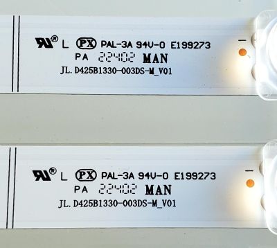 KIT DE LED'S ((NUEVOS)) PARA TV HISENSE ((2 PIEZAS)) / NUMERO DE PARTE JL.D425B1330-003DS-M_V01 / JHD425X1F52-T0 / 2020110301 / 1273208 / D221115 / PANEL JHD425X1F52-T0L1K1\S0\GM\ROH / MODELOS 43V35KU / 43H4030F3 - Imagen 2