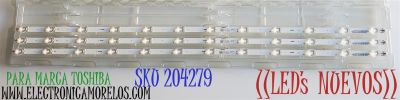 KIT DE LED'S ((NUEVOS)) PARA TV TOSHIBA ((3 PIEZAS)) / NUMERO DE PARTE CRH-BXK43Y1C3030T031223F-REV1.3 / HD425Y1U71-T0L5 / 2022031601 / SVH425A23 / 1282847500 / 25793400 / PANEL HD425Y1U71-T0L5\S1\SM\ROH / MODELO 43C350LU