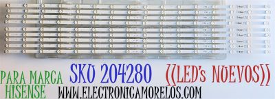 KIT DE LED PARA TV HISENSE ORIGINAL NUEVOS 9 PIEZAS / NUMERO DE PARTE SH55D16-ZC42AG-31 / 303SH550052 / JHD550X3U52-T1L7 / 2020082804 / L2_E5_CDM_S2(8)_V0.8D.10_UBW_8 / 000523 / 1248961 / PANEL JHD550X3U52-T1L7\S0\FJ\GM\ROH / MODELOS 55U7G / 55U7H