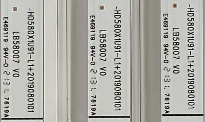 KIT DE LEDS NUEVOS PARA TV HISENSE ORIGINAL 3 PIEZAS / NUMERO DE PARTE LB58007 V0 / HD580X1U91-L1 / 2019080101 / 1234685 / HE58B86 / 036259C36 B1 / PANEL HD580X1U91-L1 / CV580U1-F01 / CV580U1-T01 / MODELOS 58H6500G / 58R6E3 - Imagen 2