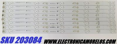 KIT DE LEDS ORIGINAL PARA TV TOSHIBA 8 PIEZAS / NUMERO DE PARTE TCL_ODM_49_D1600_8X5_3030C_5S1P / TCL_0DM_49_D1600_8X5_3030C_5S1P / 006-P1K3488B / 4C-LB490T-YH / 4C-LB490T-YH1 / 4C-LB490T-YH2 / 4C-LB490T-YHE / PANEL LVF490CSDX E4 V57 / MODELO 49L510U18