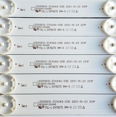 KIT DE LED'S PARA TV ONN ((6 PIEZAS)) / NUMERO DE PARTE LED55D12-ZC42AG-03D / 30355012004D / YSL-L E479275 / DISPLAY V550DJ2-Q01 REV.D1 / MODELO 100071701 ((55 PULGADAS)) - Imagen 2
