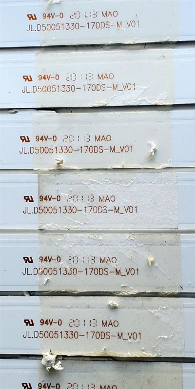 KIT DE LED'S PARA TV POLAROID ((8 PIEZAS)) / NUMERO DE PARTE JL.D50051330-170DS-M_V01 / 19AF430 / D200311 / 203-011-0069H / T301 / PANEL CC495PU1L01 / DISPLAY V500DJ6-QE1 / MODELOS 50T7U / WT50U7 - Imagen 2