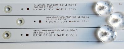 KIT DE LED'S PARA TV WESTINGHOUSE ((3 PIEZAS)) / NUMERO DE PARTE 261501013350 / 06-43T680-3030-0D35-3X7-V1-210413 / E503117 / 230101024510 / PANEL HK430WLEDM-JH4KH / DISPLAY PT430GT01-3 VER.1.0 / MODELOS WR43UX4210 / WR43UT4210 / WR43UT4212 - Imagen 4