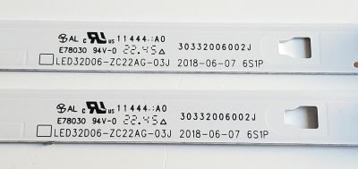 KIT DE LEDS PARA TV ONN ORIGINAL 2 PIEZAS / NUMERO DE PARTE LED32D06-ZC22AG-03J / 30332006002J / 32000M16 / 221027AB10 / E78030 94V-0 / MODELO 100012589 (32 PULGADAS) - Imagen 2
