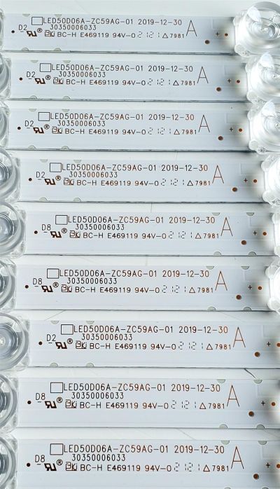 KIT DE LED'S PARA TV CONTINENTAL EDISON ((9 PIEZAS)) / NUMERO DE PARTE LED50D06A-ZC59AG-01 / 30350006033 / E469119 / 50000M73 / 210602BC05 / MODELO CEQLED50SA21 - Imagen 2