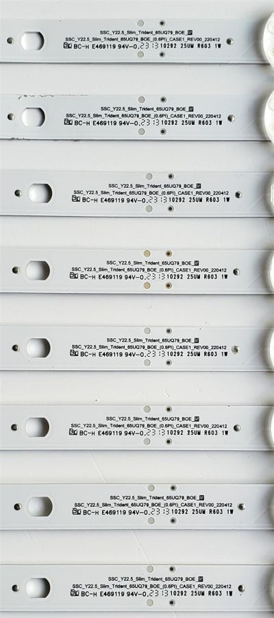 KIT DE LEDS ORIGINAL PARA TV LG 8 PIEZAS / NUMERO DE PARTE EAV65045301 / SSC_Y22.5_Slim_Trident_65UQ79_BOE / SSC_Y22.5_Slim_Trident_65UQ79_BOE_(0.6PI)_CASE1_REV00_220412 / PANEL NC650TQG / DISPLAY HV650QUB-F9E / MODELOS 65UR7800PSB / 65UQ79 / 65UT7550AUA - Imagen 2