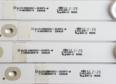 KIT DE LED'S PARA TV SANSUI ((10 PIEZAS)) / NUMERO DE PARTE SJ.CX.D5800501-3030FS-M / 1.14.MD580016 / 200628 / HBH-L1 / E493461 / CX.D580S03-24561-YY1002 / PANEL CX580DLED / DISPLAY CV580U1-T01 / MODELOS S58P28UA / SMT58F30UV2M1B1 / TF-LED58S06T2SU - Imagen 4