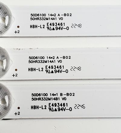 KIT DE LED'S PARA HISENSE ((3 PIEZAS)) / NUMERO DE PARTE 50D6100 / 50HR332M14A1 V0 / 50HR332M14B1 V0 / 14*2 A -B02 / 14*1 B -B02 / 50HR332M14 / MODELO 50'' - Imagen 5