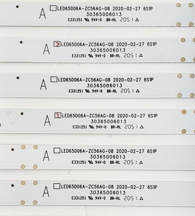 KIT DE LED'S PARA ONN ((12 PIEZAS)) / NUMERO DE PARTE LED65D06A-ZC56AG-08 / LED65D06A-ZC56AG-08 / 30365006013 / 65000M46S / E331251 / 201226AB06 / PANEL 65'' / MODELO 100012587 ((65 PULGADAS)) - Imagen 2