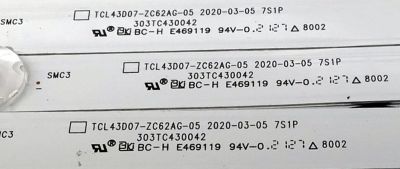 KIT DE LED'S PARA TV LG ((3 PIEZAS)) / NUMERO DE PARTE TCL43D07-ZC0062AG-05 / 303TC430042 / 4C-LB430T-ZCFC / E469119 / 2300016666 / TC430M25 / PANEL LVU430BEDX / MODELO 43UP7000PUA / 43UP7000PUA.CUSFLH - Imagen 2