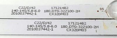 KIT DE LED'S PARA TV RCA ((2 PIEZAS)) / NUMERO DE PARTE CX32D06-ZC22AG-05 / 303CX320037 / 2010037442-1 / CX320M03 / 180.DT0.32Z100-2H / 171214B2 / DISPLAY VVP32H156A20 / MODELO RTV32Z2SM - Imagen 2