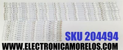 KIT DE LEDS PARA TV HISENSE ORIGINAL 20 PIEZAS / NUMERO DE PARTE LB6508S V2 / LB6508S V3 / 1248780 / 1248781 / JHD650X3U52-T0L8 / 2020120401 / JHD650X3U52-T0L8 / PANEL JHD650X3U52-T0L8\S0\FJ\FM\ROH / T650QVN07.5 / MODELOS 65U6G / 65U6GR