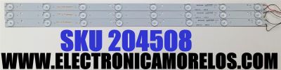 KIT DE LED'S PARA TV SEIKI ((3 PIEZAS)) / NUMERO DE PARTE GKB7.820.3813 / 3238-T2-S / E334789 / LTE32368 / 5.948.3009 / 151023-A0K34-JMD-J9-11 / MODELOS SE32HY27 / SE32HY10