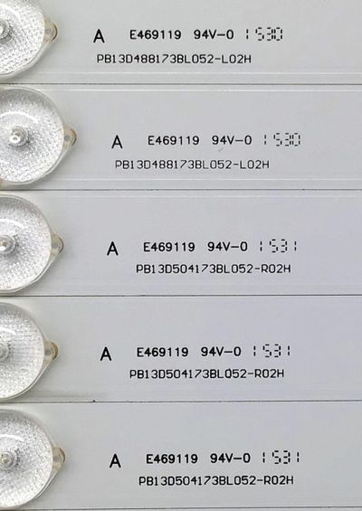 KIT DE LED'S PARA TV SANYO ((12 PIEZAS)) / NUMERO DE PARTE PB13D488173BL052-L02H / PB13D504173BL052-R02H / 4C-LB480T-GY2A / 4C-LB480T-GY2B / E469119 94V-0 / M09 C55 VF16 NDF D 113 / MODELO FW48D25T - Imagen 6
