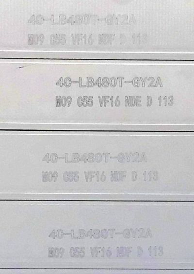 KIT DE LED'S PARA TV SANYO ((12 PIEZAS)) / NUMERO DE PARTE PB13D488173BL052-L02H / PB13D504173BL052-R02H / 4C-LB480T-GY2A / 4C-LB480T-GY2B / E469119 94V-0 / M09 C55 VF16 NDF D 113 / MODELO FW48D25T - Imagen 5