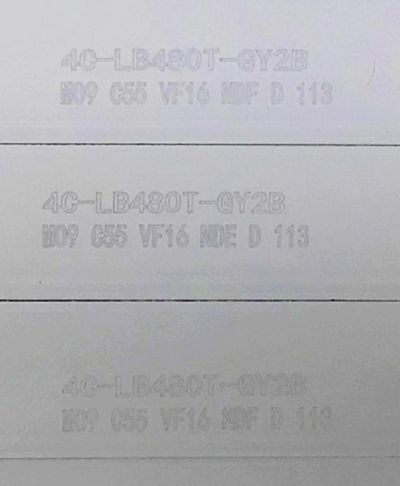 KIT DE LED'S PARA TV SANYO ((12 PIEZAS)) / NUMERO DE PARTE PB13D488173BL052-L02H / PB13D504173BL052-R02H / 4C-LB480T-GY2A / 4C-LB480T-GY2B / E469119 94V-0 / M09 C55 VF16 NDF D 113 / MODELO FW48D25T - Imagen 4