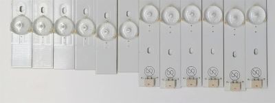 KIT DE LED'S PARA TV SANYO ((12 PIEZAS)) / NUMERO DE PARTE PB13D488173BL052-L02H / PB13D504173BL052-R02H / 4C-LB480T-GY2A / 4C-LB480T-GY2B / E469119 94V-0 / M09 C55 VF16 NDF D 113 / MODELO FW48D25T - Imagen 2