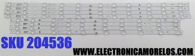 KIT DE LEDS PARA TV TCL ORIGINAL 8 PIEZAS / NUMERO DE PARTE 65HR330M11A4 V1 / 65HR330M10B4 V1 / 65C645 / E471763 / B0101-000942 / B0101-000941 / PANEL LVU650NDEL / DISPLAY ST6451D06-3 VER.2.1 / MODELOS 65Q650G / 65Q670G