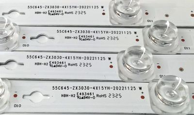 KIT DE LED'S PARA TV TCL QLED ((4 PIEZAS)) / NUMERO DE PARTE 55C645-ZX3030-4X15YH-20221125 / 230811-21QF5 / B101-000948 / E493461 / HBH-H2 / 55C645-ZX3030-4X15YH-20221125 W / DISPLAY ST5461D18-2 VER.2.1 / MODELO 55Q550G - Imagen 3
