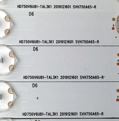 KIT DE LED'S PARA TV HISENSE ((30 PIEZAS)) / NUMERO DE PARTE CRH-BX75V6303015249CG-L-REV1.7 / CRH-BX75V6303015249CG-R-REV1.7 / 1230253 / 1230254 / SVH75065-L / SVH75065-R / HD750V6U81-TAL3K1 / SVH75065-L / SVH75065-R / ST7461D01-6 VER.2.1 / MODELO 75H8G - Imagen 5